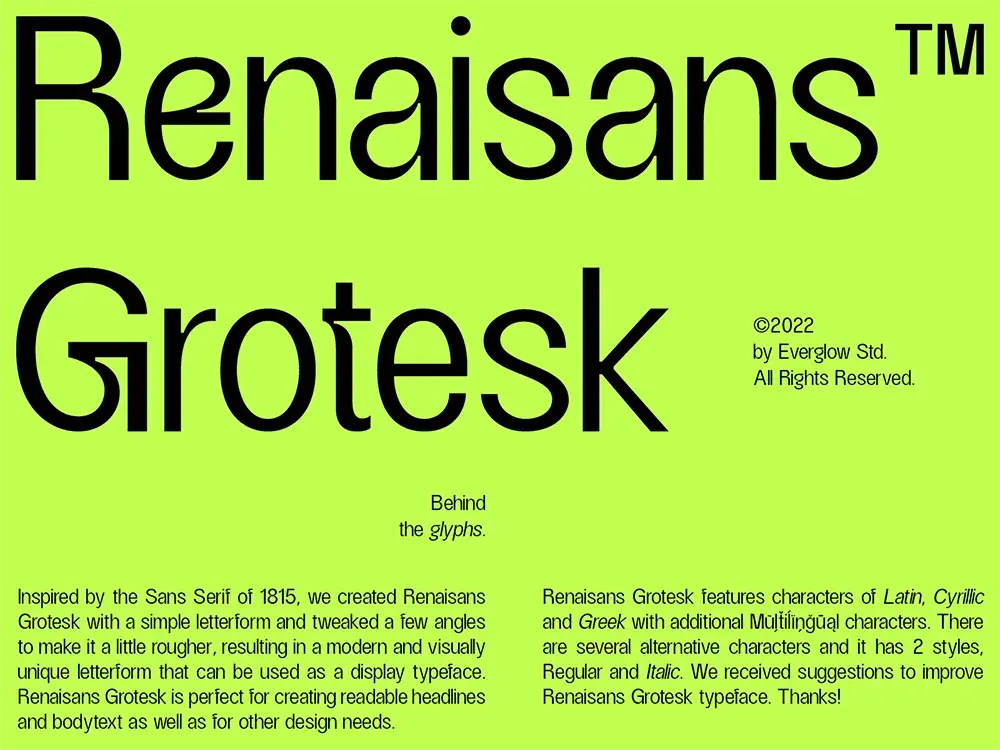 Grotesk renaissance font