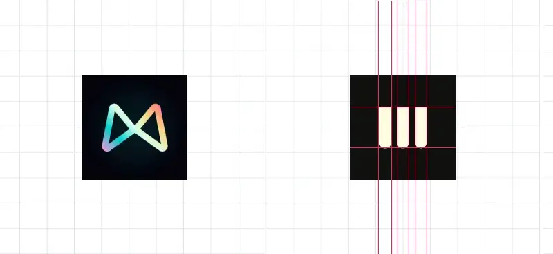 Comparaison des deux logos de monarch studio sur une grille